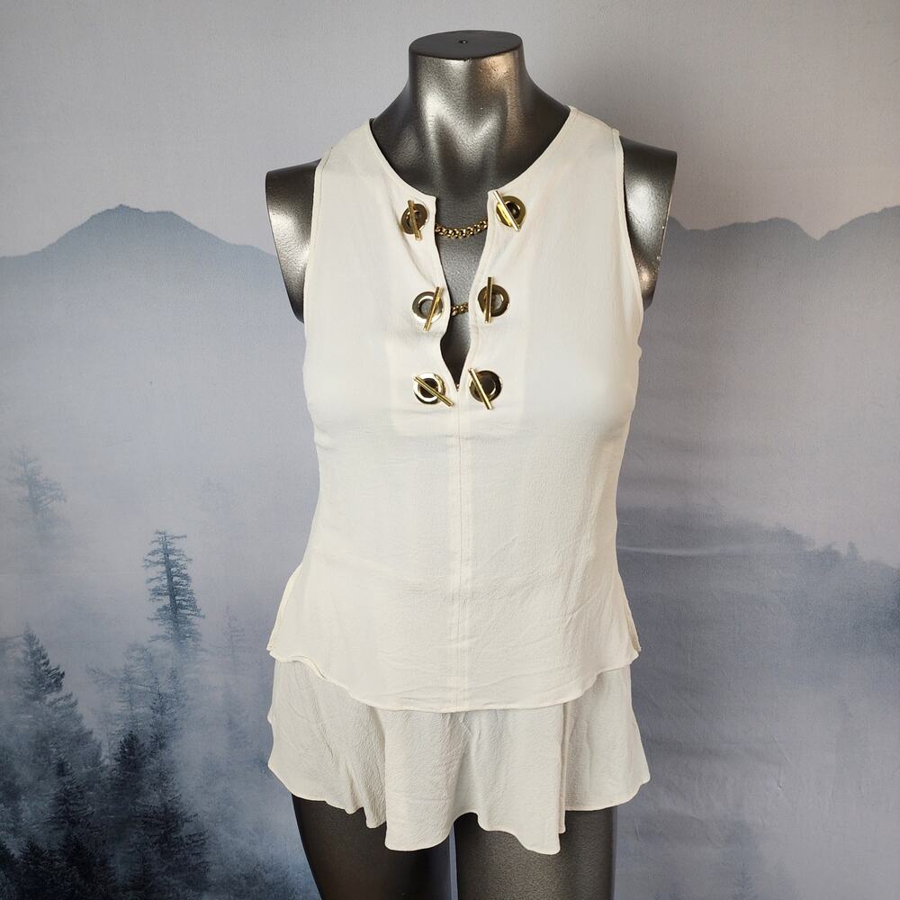 Derek Lam 10 Crosby Silk Blend V-Neck Grommet Layered Tank | Women's 4